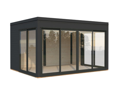 Serena 2 (4,2x3,2 m | 12,6 m² | 44 mm) Modernne klaaspaviljon aeda – alumiiniumuksed ja -aknad (ühekordne või topeltklaas)