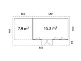 Aurelia 15,2 + 7,9 m² (8,3x3 m | 44 mm) Ruumikas modernne aiamaja katusealusega