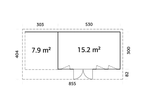 Aurelia 15,2 + 7,9 m² (8,3x3 m | 44 mm) Ruumikas modernne aiamaja katusealusega