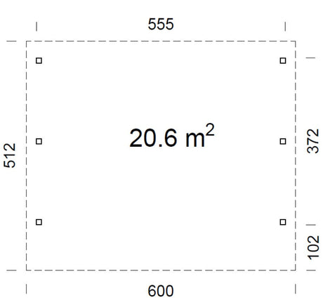Karl 20.6m2 (5.55x3.72m) Lamekatusega kahekohaline autovarjualune