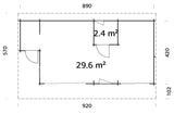 Cecilia 32m2 (8.9x4.2m | 70mm) Kolmeruumiline suvemaja alumiiniumakende ja -ustega