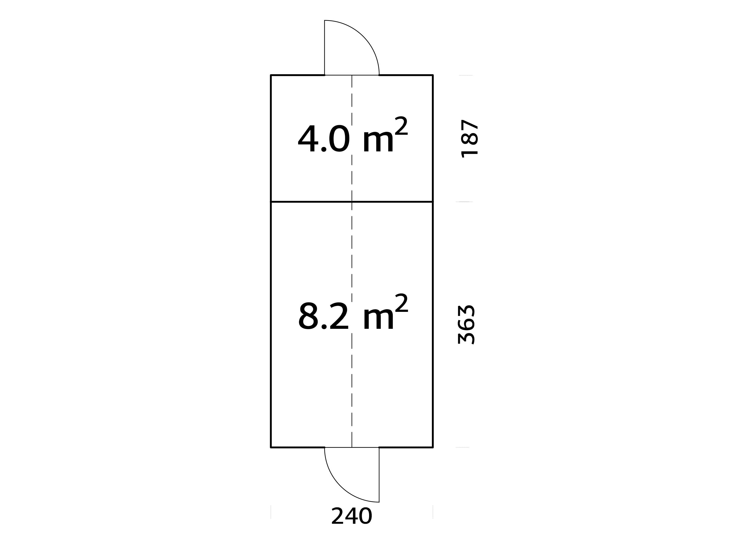 Emilia 8,2 + 4,0 m² (2,4x5,5 m | 18 mm) Kasvuhoone ja tööriistakuur – halliks värvitud