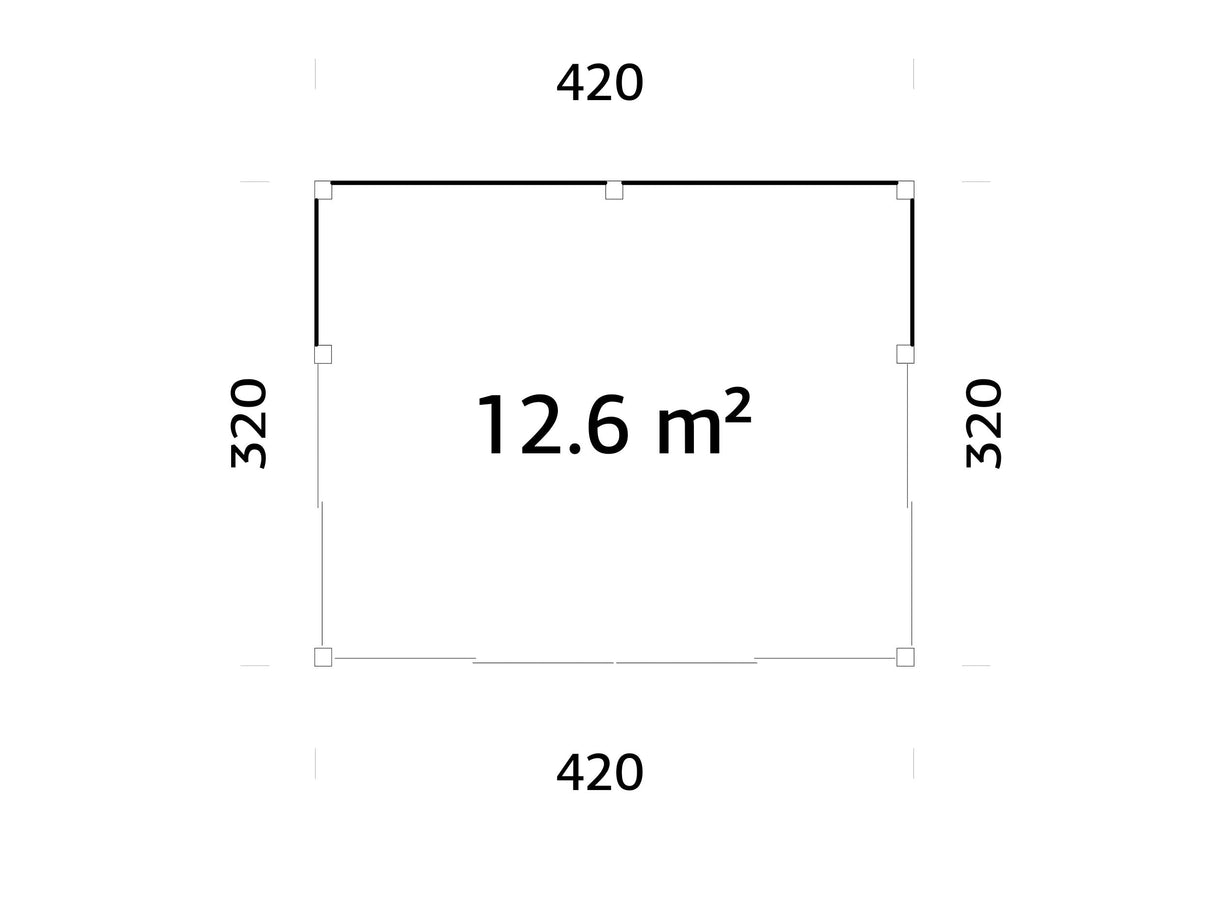 Serena 2 (4,2x3,2 m | 12,6 m² | 44 mm) Modernne klaaspaviljon aeda – alumiiniumuksed ja -aknad (ühekordne või topeltklaas)