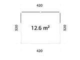 Serena 2 (4,2x3,2 m | 12,6 m² | 44 mm) Modernne klaaspaviljon aeda – alumiiniumuksed ja -aknad (ühekordne või topeltklaas)
