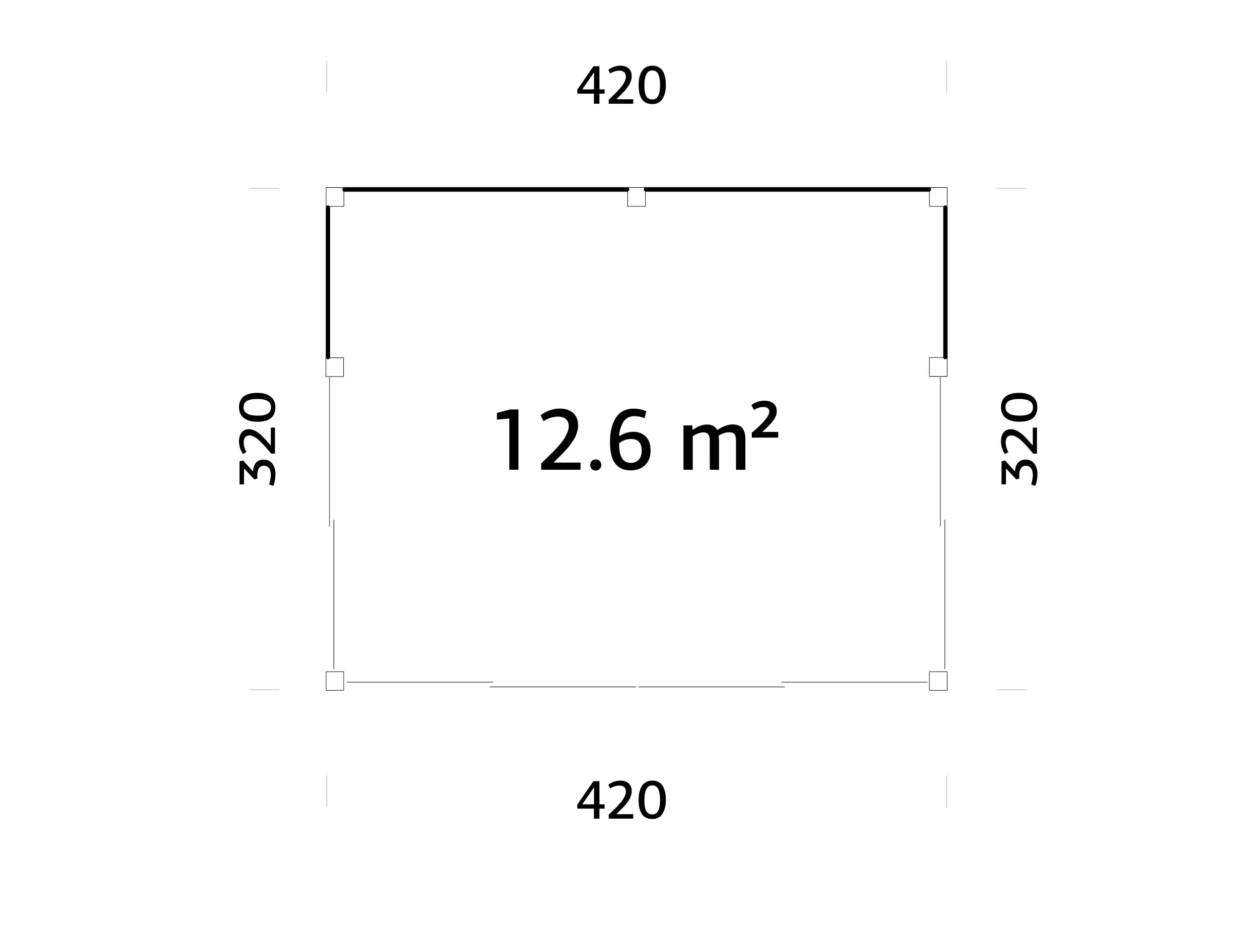 Serena 2 (4,2x3,2 m | 12,6 m² | 44 mm) Modernne klaaspaviljon aeda – alumiiniumuksed ja -aknad (ühekordne või topeltklaas)
