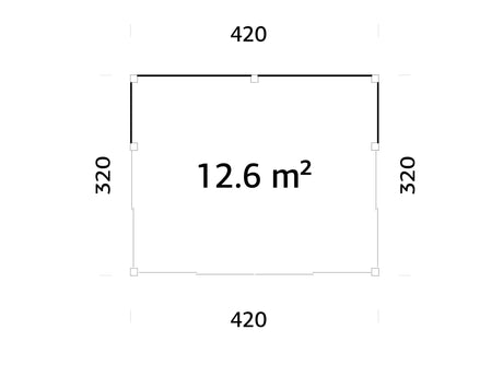 Serena 2 (4,2x3,2 m | 12,6 m² | 44 mm) Modernne klaaspaviljon aeda – alumiiniumuksed ja -aknad (ühekordne või topeltklaas)