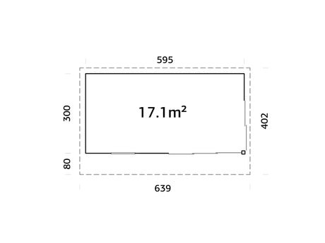 Andrea 17.1m2 (5.95x3m | 44mm) Lükanduste ja modernse nurgalahendusega aiamaja