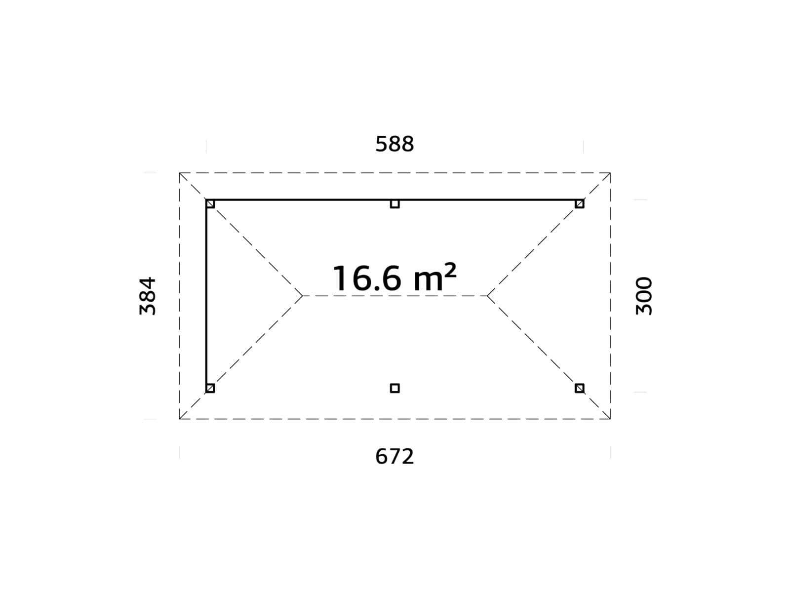 Bianca 16.6m2 Set 109 (5.88x3m) Võreseintega paviljon