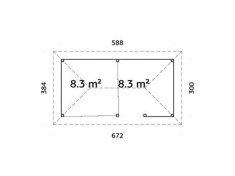 Bianca 16.6m2 Set 207/507 (5.88x3m) Kahe lükanduksega paviljon väliköögi osaga