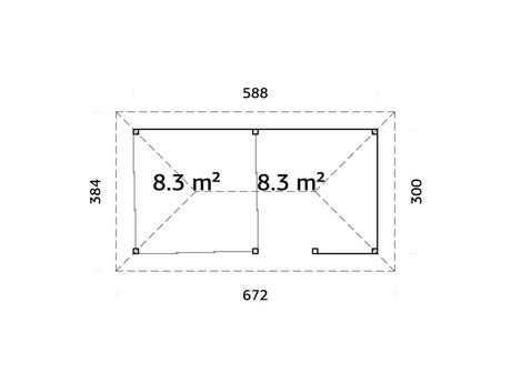 Bianca 16.6m2 Set 208/508 (5.88x3m) Kolme lükanduksega paviljon väliköögi osaga