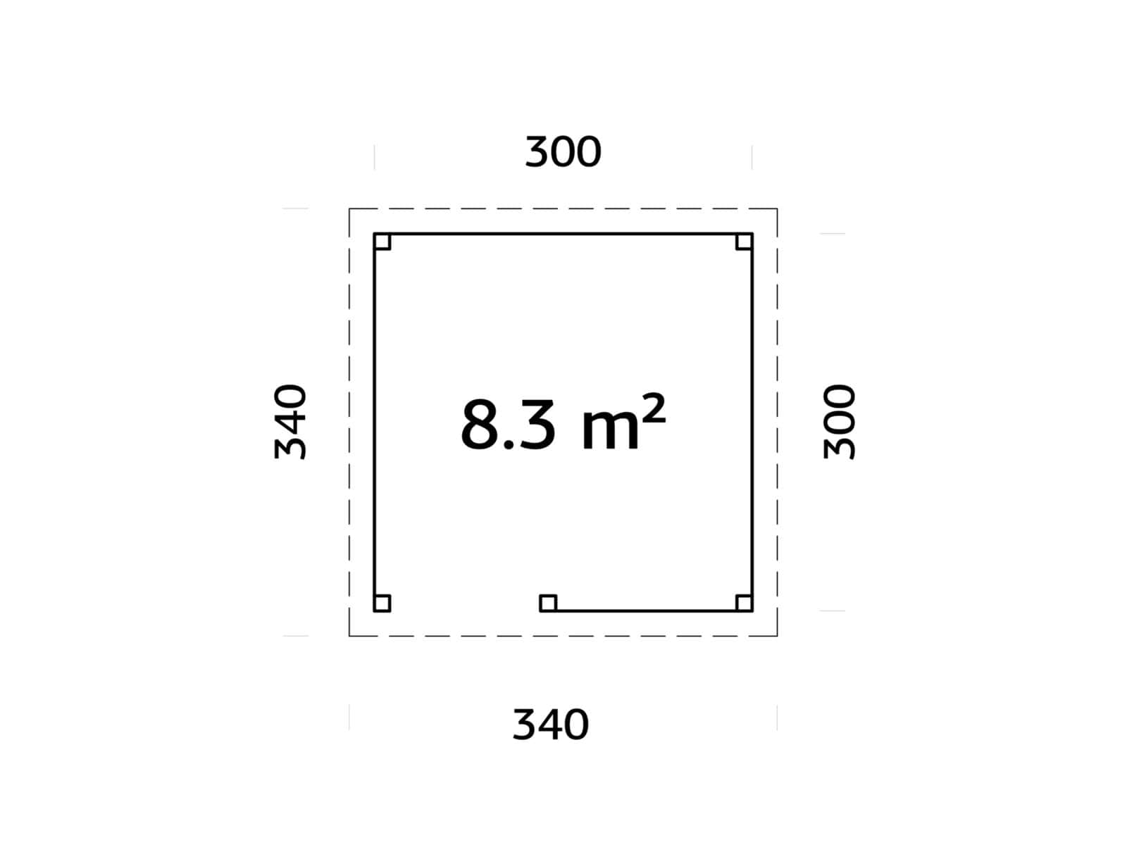 Lenna 8.3m2 Set 303 (3x3m) Lamekatusega ruudukujuline välibaar