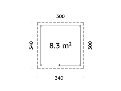 Lenna 8.3m2 Set 303 (3x3m) Lamekatusega ruudukujuline välibaar