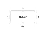 Lenna 16.6m2 Set 309 (5.88x3m) Lamekatusega suur paviljon võreseintega