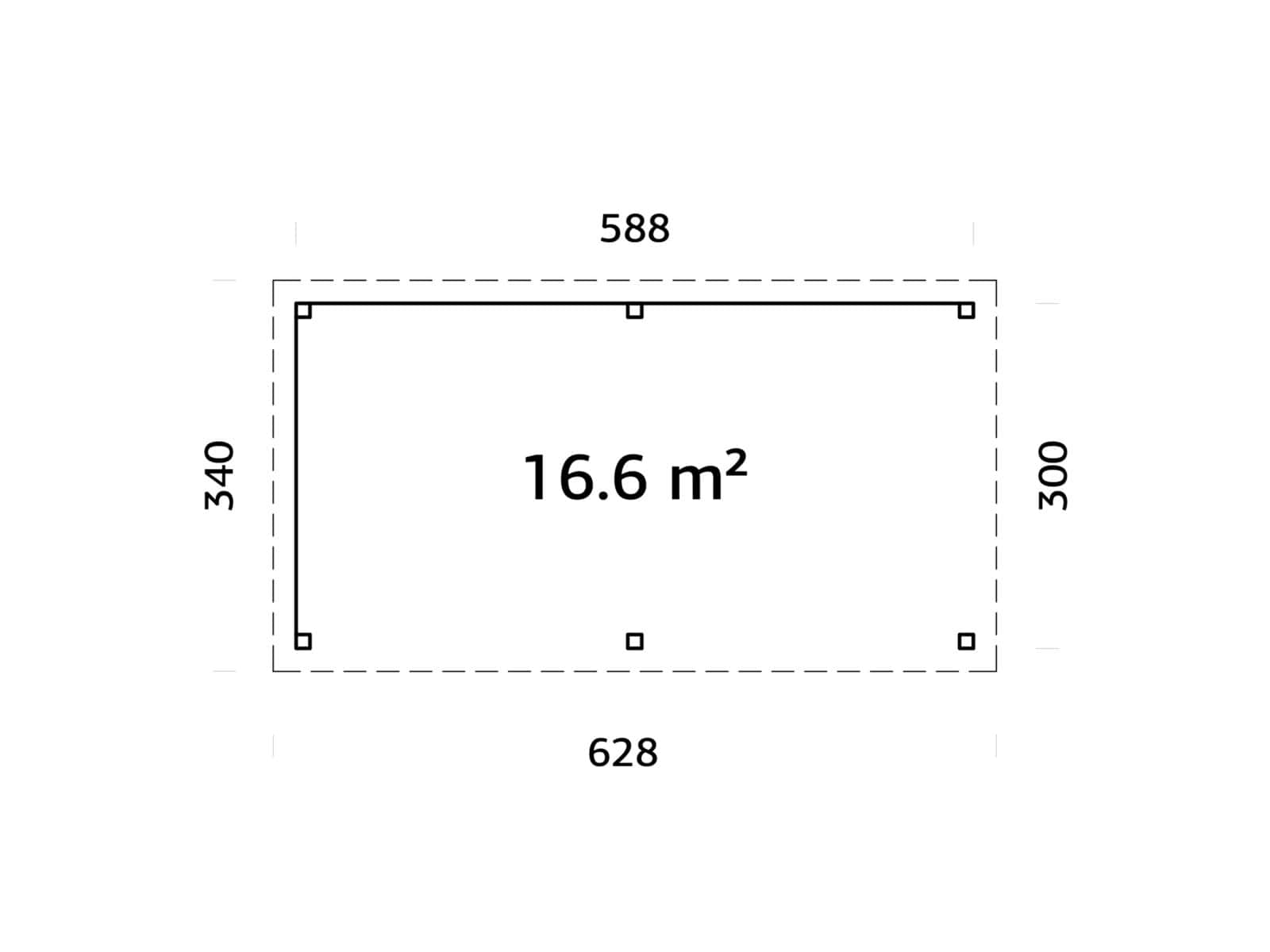 Lenna 16.6m2 Set 309 (5.88x3m) Lamekatusega suur paviljon võreseintega
