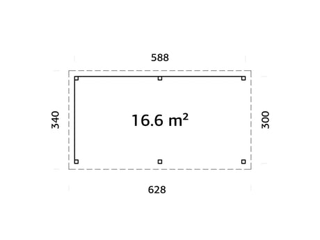 Lenna 16.6m2 Set 309 (5.88x3m) Lamekatusega suur paviljon võreseintega