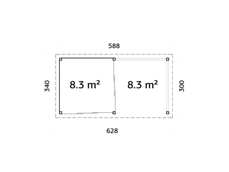 Lenna 16.6m2 Set 403/703 (5.88x3m) Kahe lükanduksega paviljon
