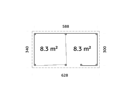 Lenna 16.6m2  Set 407/707 (5.88x3m) Kahe lükandukse ja väliköögiga paviljon