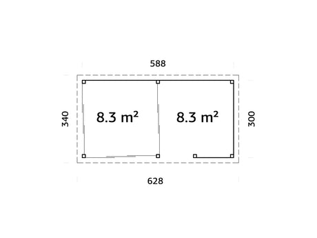 Lenna 16.6 Set 408/708 (5.88x3m) Kolme lükandukse ja väliköögiga paviljon