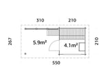 Sanna 4.1+5.9m2 (4.9x2.1m | 44mm) Kompaktne saunamajake varikatusega