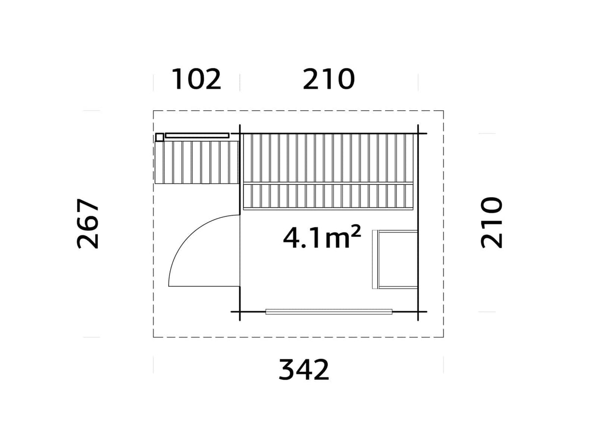 Sanna 4.1m2 (2.1x2.1m | 44mm) Kompaktne saunamajake