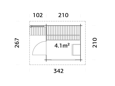 Sanna 4.1m2 (2.1x2.1m | 44mm) Kompaktne saunamajake