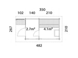 Sanna 6.8m2 (3.5x2.1m | 44mm) Modernne freesprussist saunamajake riietusruumiga
