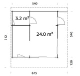 Cecilia 27.2m2 (5.4x5.4m | 70mm) Mitmeruumiline suvemaja alumiiniumakende ja -ustega