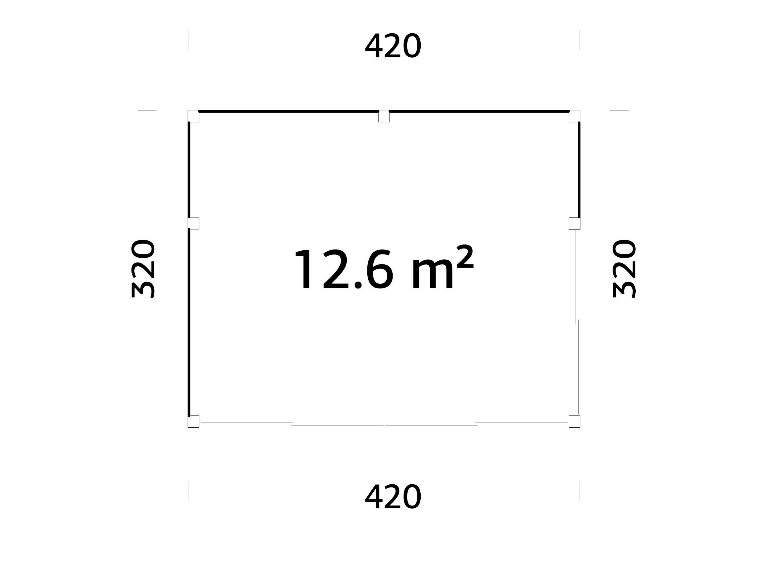 Serena 1 (4,2x3,2 m | 12,6 m² | 44 mm) Modernne klaaspaviljon aeda – alumiiniumuksed ja -aknad (ühekordne või topeltklaas)
