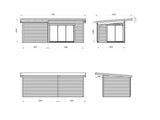 Andrea 11.2+7.9m2 (6.93x3m | 44mm) Lükanduste ja modernse nurgalahendusega aiamaja varikatusega