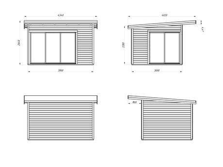 Andrea 11.2m2 (3.9x3m | 44mm) Lükanduste ja modernse nurgalahendusega aiamaja