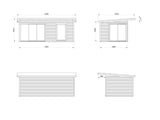 Andrea 17.1m2 (5.95x3m | 44mm) Lükanduste ja modernse nurgalahendusega aiamaja