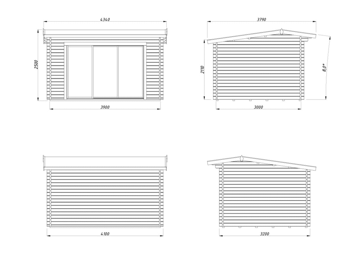 Ines 11.1m2 (3.9x3m | 44mm) Lükandustega freespruss-aiamaja
