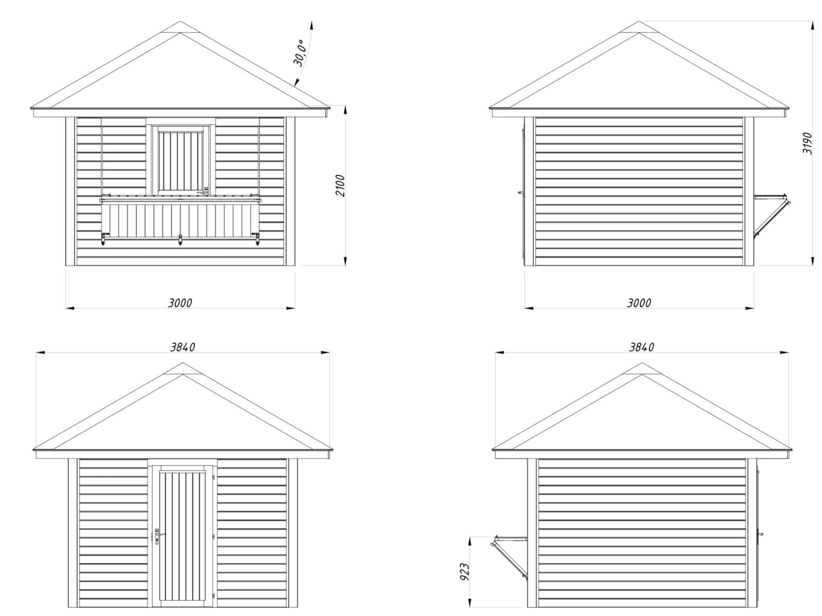 Bianca 8.3m2 Set 104 (3x3m) Lukustatava luugiga kiosk