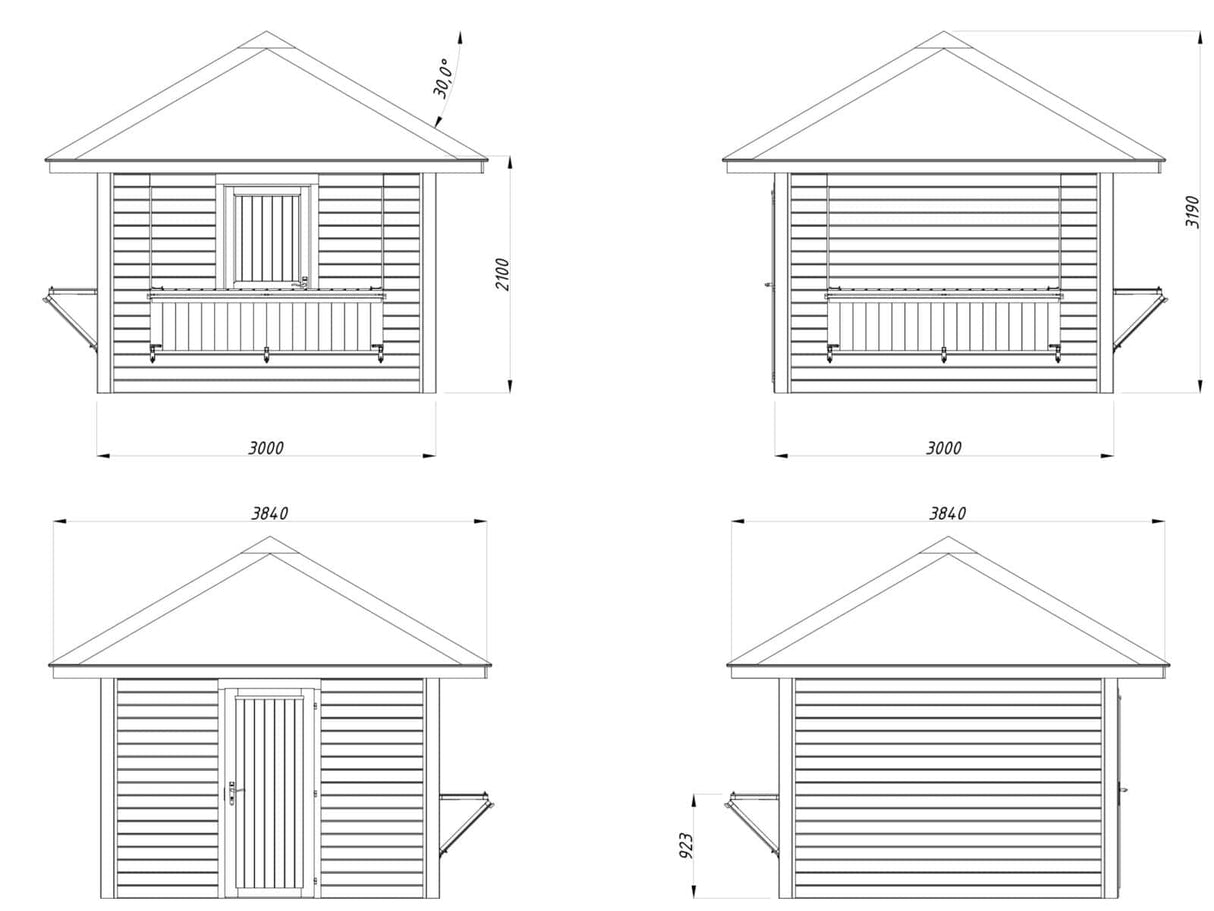 Bianca 8.3m2 Set 105 (3x3m) Kahe lukustatava luugiga kiosk