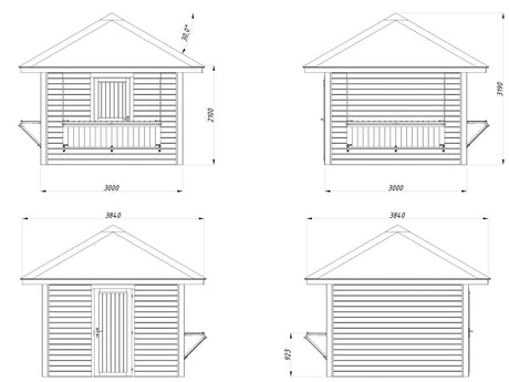 Bianca 8.3m2 Set 105 (3x3m) Kahe lukustatava luugiga kiosk