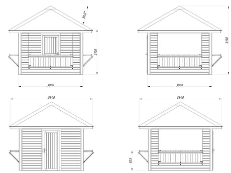 Bianca 8.3m2 Set 106 (3x3m) Kolme lukustatava luugiga kiosk