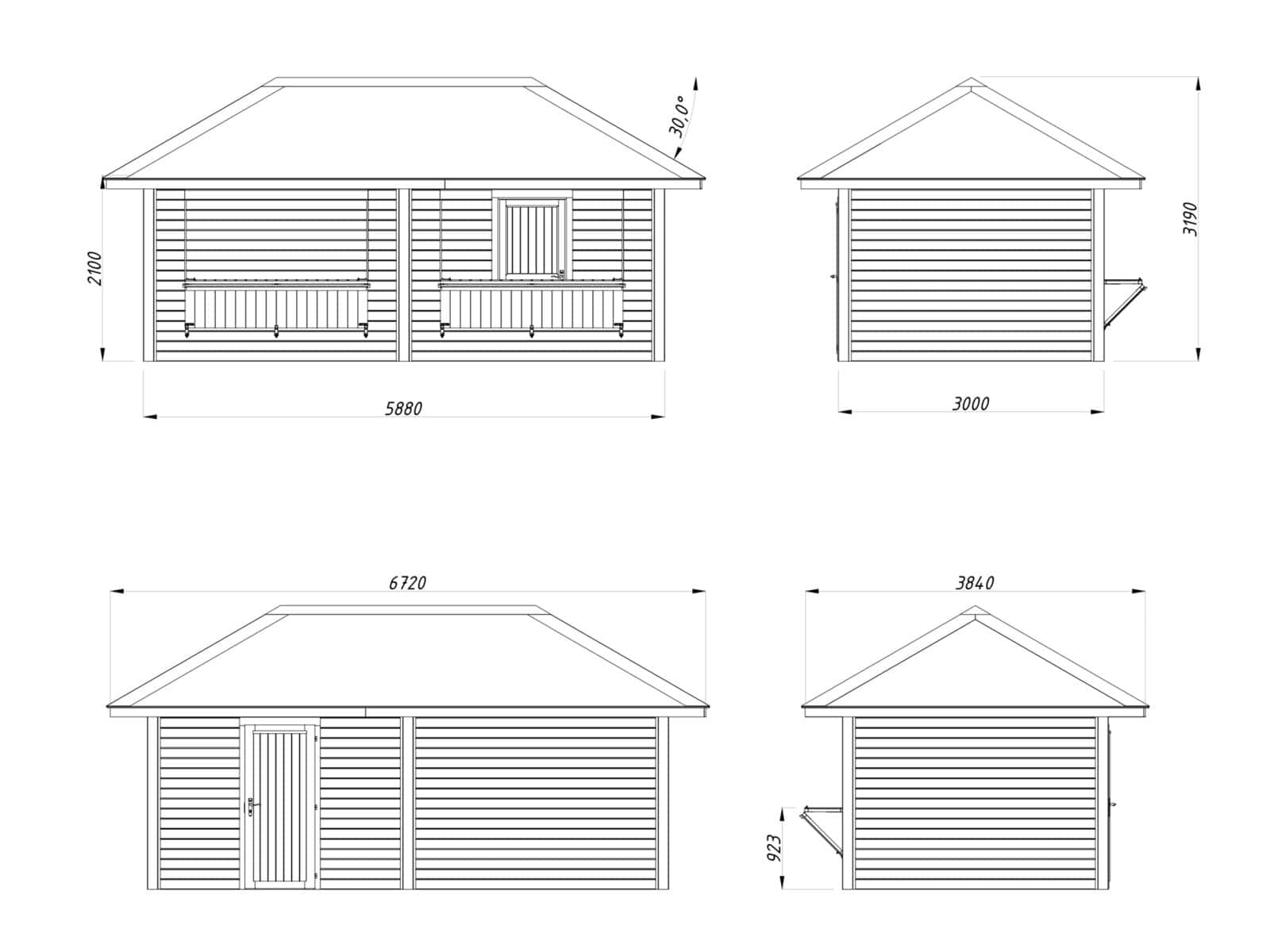 Bianca 16.6m2 Set 111 (5.88x3m) Kahe luugiga suur kiosk
