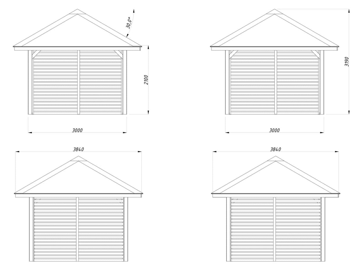 Bianca 8.3m2 Set 1012(3x3m) Võreseintega aiapaviljon