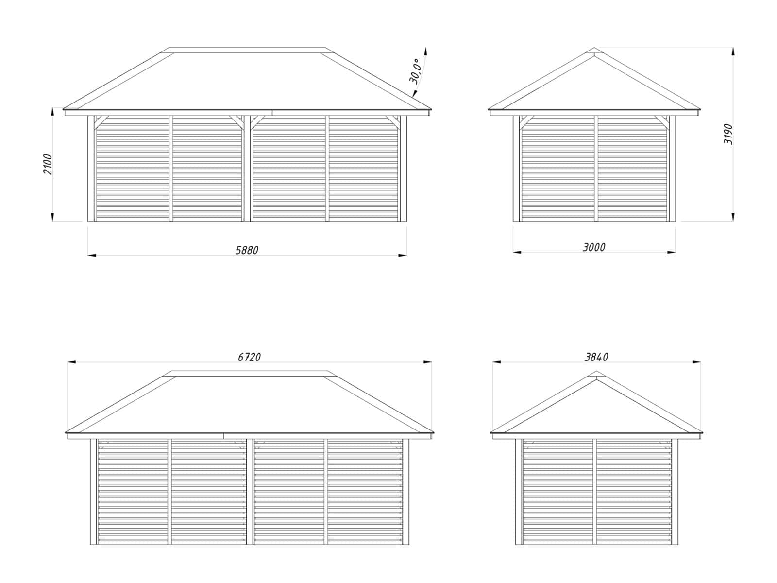 Bianca 16.6m2 Set 109 (5.88x3m) Võreseintega paviljon