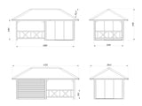Bianca 16.6m2 Set 204/504 (5.88x3m) Lükandustega paviljon