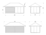 Bianca 16.6m2 Set 206/506 (5.88x3m) Kolme lükandukse ja varikatusega paviljon