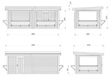 Lenna 16.6m2 Set 312 (5.88x3m) Lamekatuse ja nelja luugiga kiosk