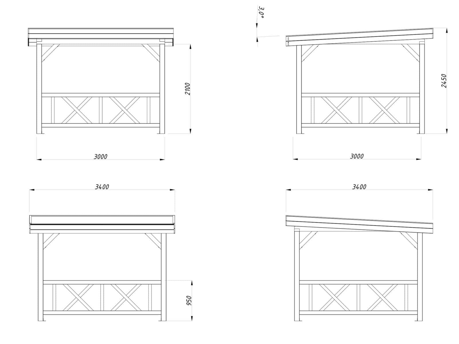 Lenna 8.3m2 Set 301 (3x3m) Ruudukujuline paviljon