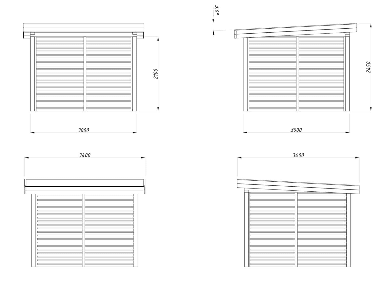 Lenna 8.3m2 Set 302 (3x3m) Lamekatuse ja võreseintega ruudukujuline paviljon