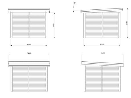 Lenna 8.3m2 Set 302 (3x3m) Lamekatuse ja võreseintega ruudukujuline paviljon