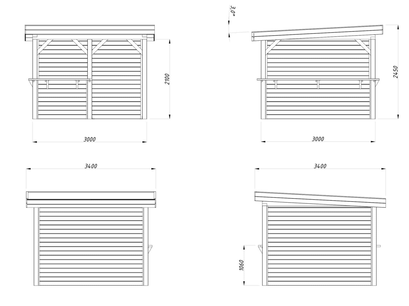 Lenna 8.3m2 Set 303 (3x3m) Lamekatusega ruudukujuline välibaar