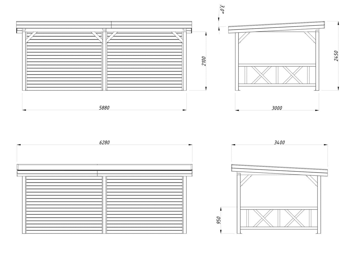 Lenna 16.6m2 Set 308 (5.88x3m) Lamekatusega suur väliköök