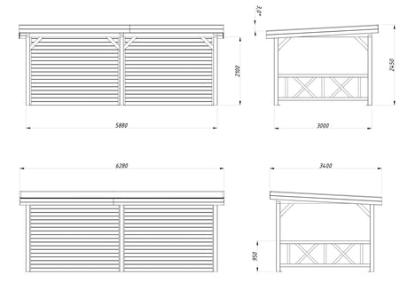 Lenna 16.6m2 Set 308 (5.88x3m) Lamekatusega suur väliköök