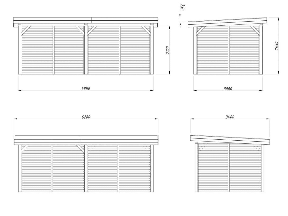 Lenna 16.6m2 Set 309 (5.88x3m) Lamekatusega suur paviljon võreseintega