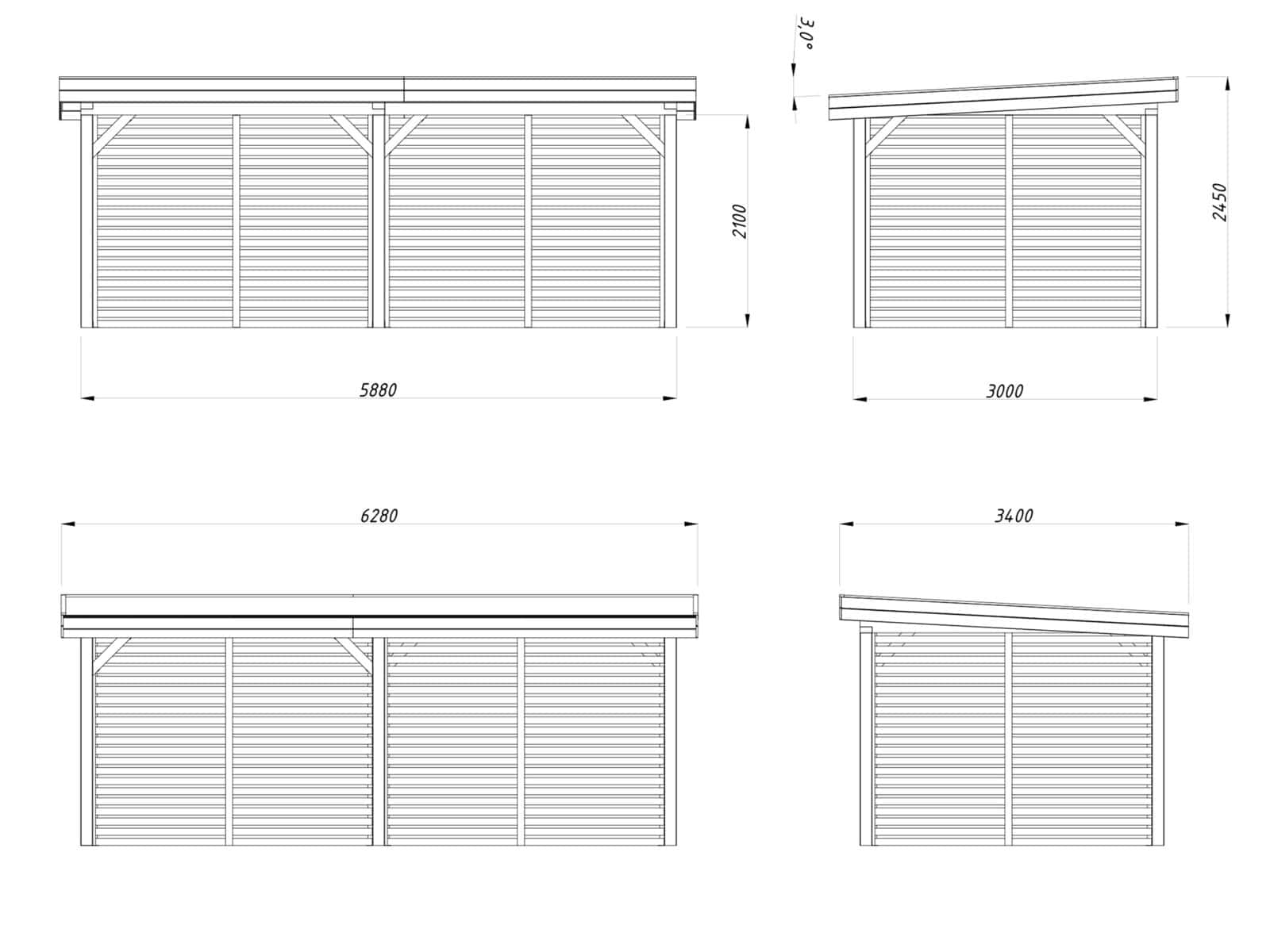 Lenna 16.6m2 Set 309 (5.88x3m) Lamekatusega suur paviljon võreseintega